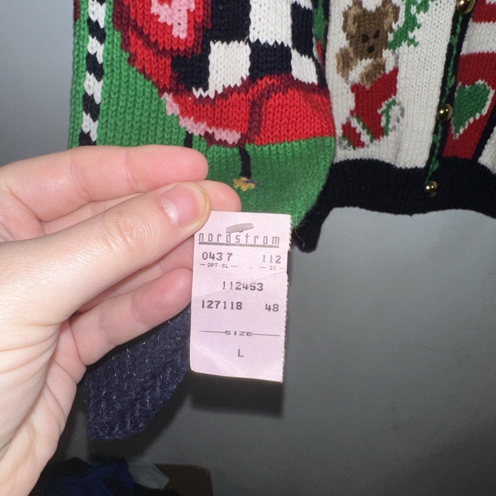 NWT the Eagle's Eye vintage Christmas Knit Sweater Women L noel cat floral 1991 - Picture 3 of 12